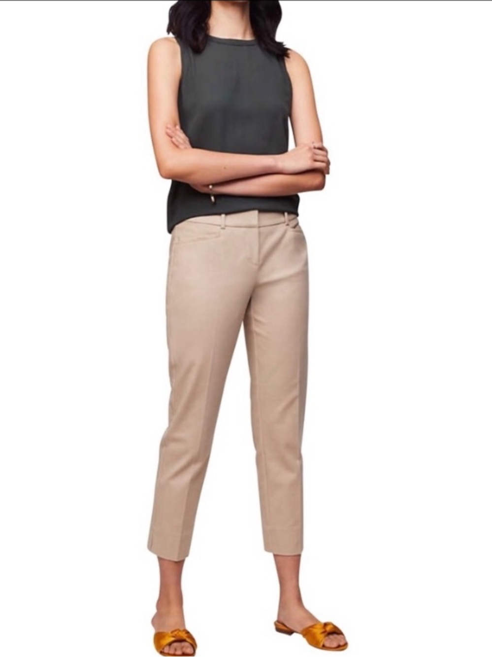 NWT LOFT The Riviera Cropped Pant Career Casual Women’s SZ 6P in Tan Beige Khaki